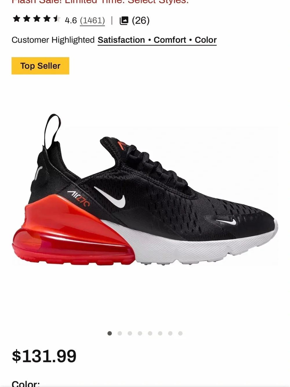 Nike Boy’s Black and Red 270 Sneakers